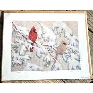 VTG Cardinals Birds "Winter Harmony" Signed Limited Edition Print Robert McLain